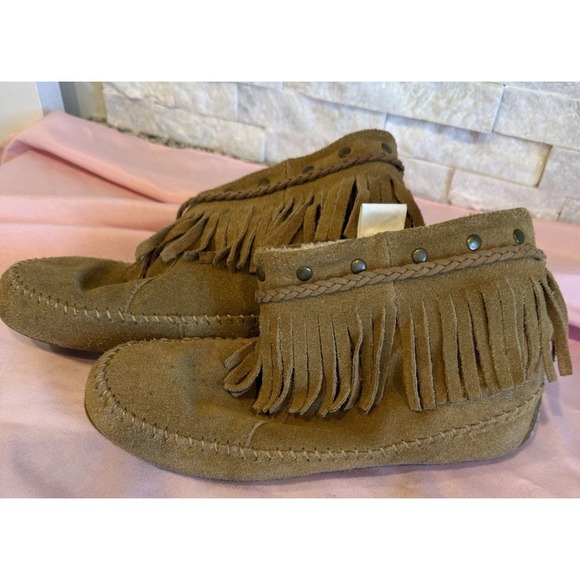 Lucky Brand Shoes - Lucky Brand Women's Ahbey Suede Faux Fur Lined Moccasin Ankle Boots Size 8